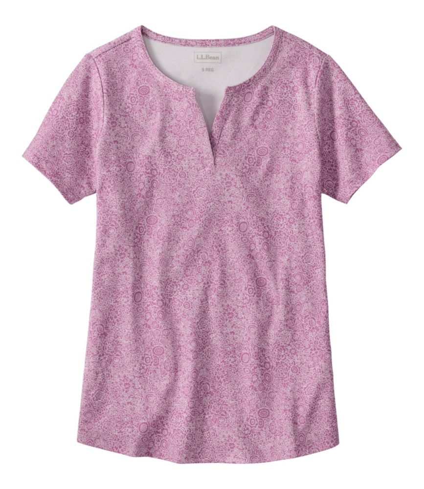 Women's L.L.Bean Tee, Short-Sleeve Notch-Neck Print