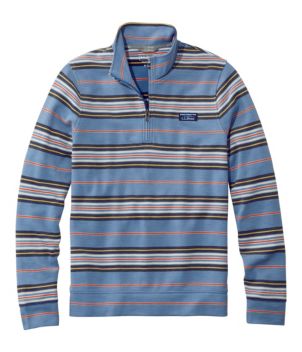 Men's Comfort Stretch Piqué Quarter Zip Pullover, Long-Sleeve, Stripe