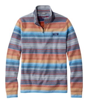 Men's Comfort Stretch Piqué Quarter Zip Pullover, Long-Sleeve, Stripe