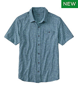 Men's Lakewashed Organic Cotton Button-Front Shirt, Short-Sleeve, Print
