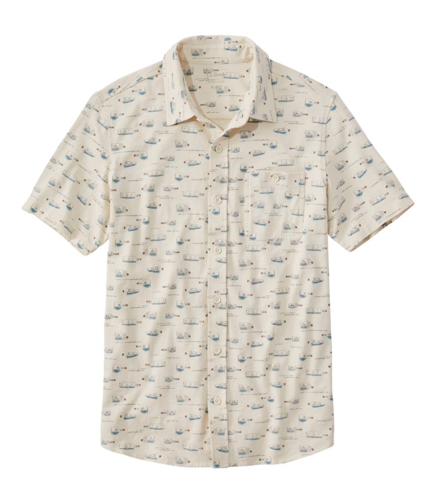 Men's Lakewashed® Organic Cotton Button-Front Shirt, Short-Sleeve, Print, , small image number 1
