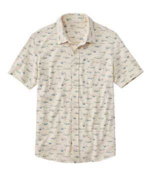 Men's Lakewashed Organic Cotton Button-Front Shirt, Short-Sleeve, Print