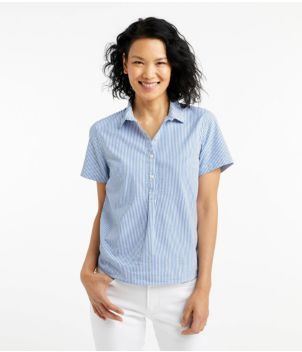 Women's Vacationland Seersucker Shirt, Short-Sleeve Popover Stripe