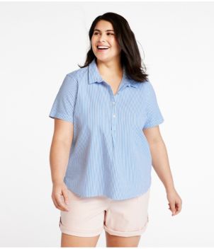 Women's Vacationland Seersucker Shirt, Short-Sleeve Popover Stripe