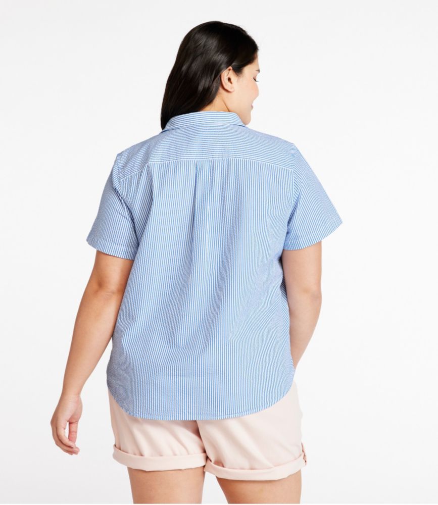 Women's Vacationland Seersucker Shirt, Short-Sleeve Popover Stripe