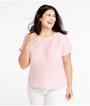 Women's Premium Washable Linen Shirt, Short-Sleeve Tee