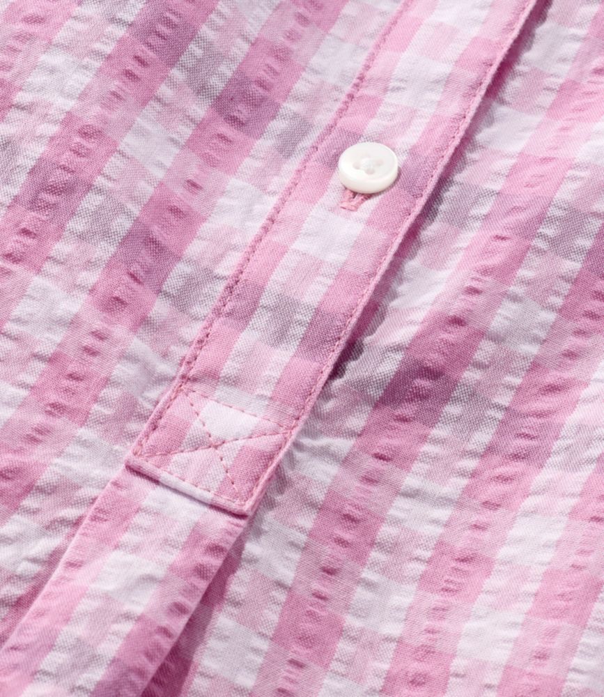 Women's Vacationland Seersucker Shirt, Short-Sleeve Popover Plaid, Coastal Aqua Gingham, small image number 5