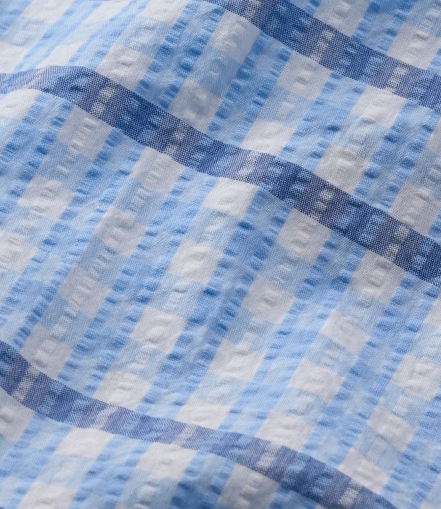 Women's Vacationland Seersucker Shirt, Short-Sleeve Popover Plaid, Coastal Aqua Gingham, small image number 6