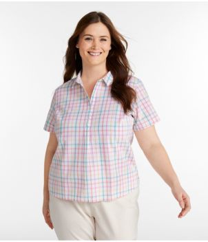 Women's Vacationland Seersucker Shirt, Short-Sleeve Popover Plaid