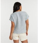 Women's Premium Washable Linen Shirt, Short-Sleeve Tee Stripe