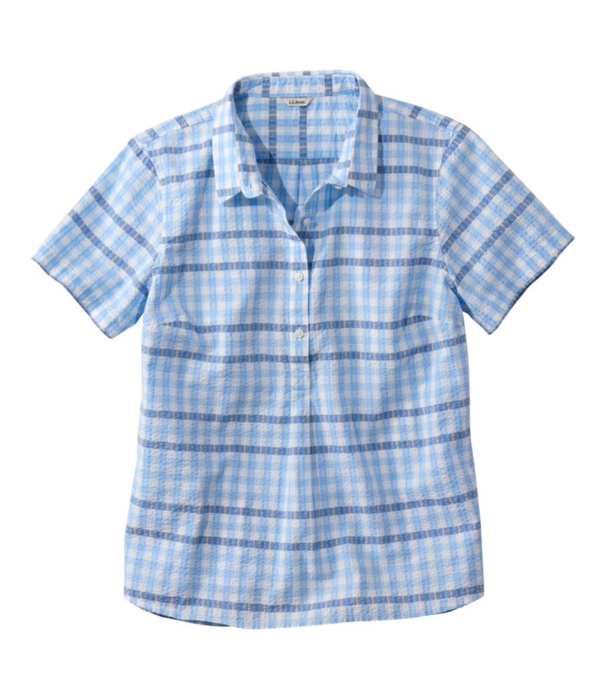 Women's Vacationland Seersucker Shirt, Short-Sleeve Popover Plaid