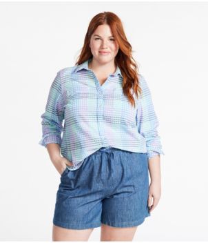 Women's Vacationland Seersucker Shirt, Long-Sleeve Plaid