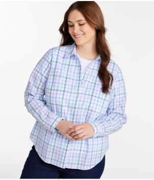 Women's Vacationland Seersucker Shirt, Long-Sleeve Plaid