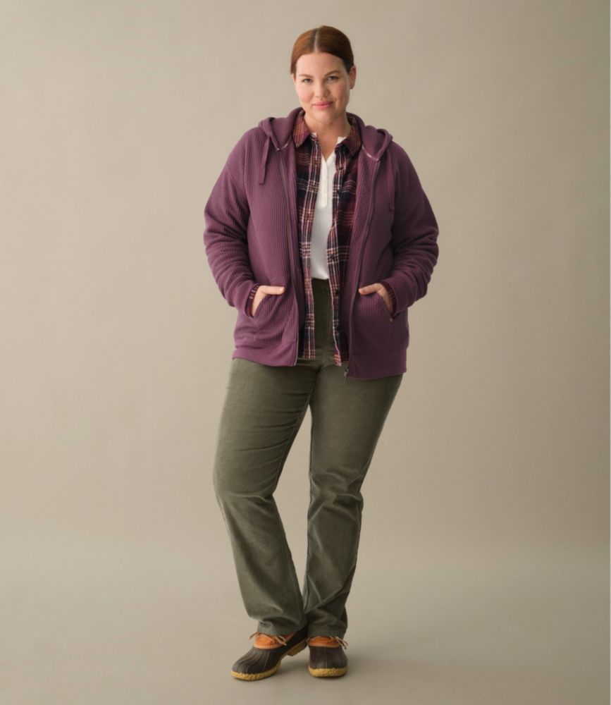 Women's Birchwood Brushed Waffle Full-Zip Hoodie, Saddle, small image number 6