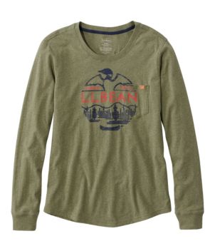 Women's Washed Cotton Pocket Tee, Long-Sleeve Graphic