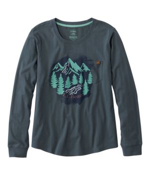 Women's Washed Cotton Pocket Tee, Long-Sleeve Graphic