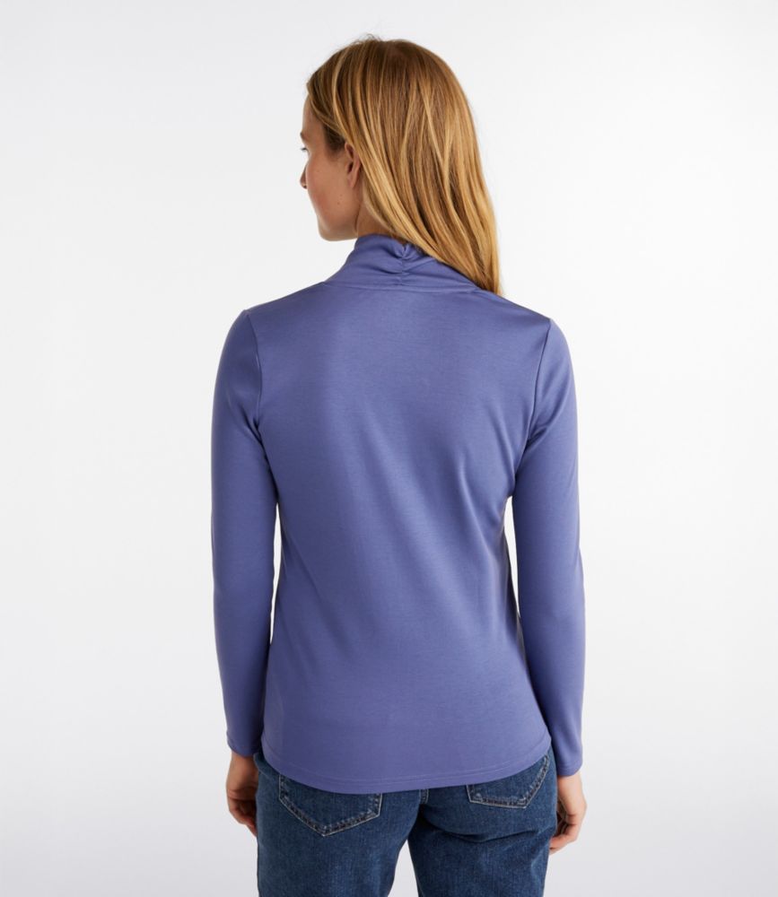 Women's Pima Cotton Tee, Shawl Long-Sleeve, Dark Twilight Blue, small image number 3