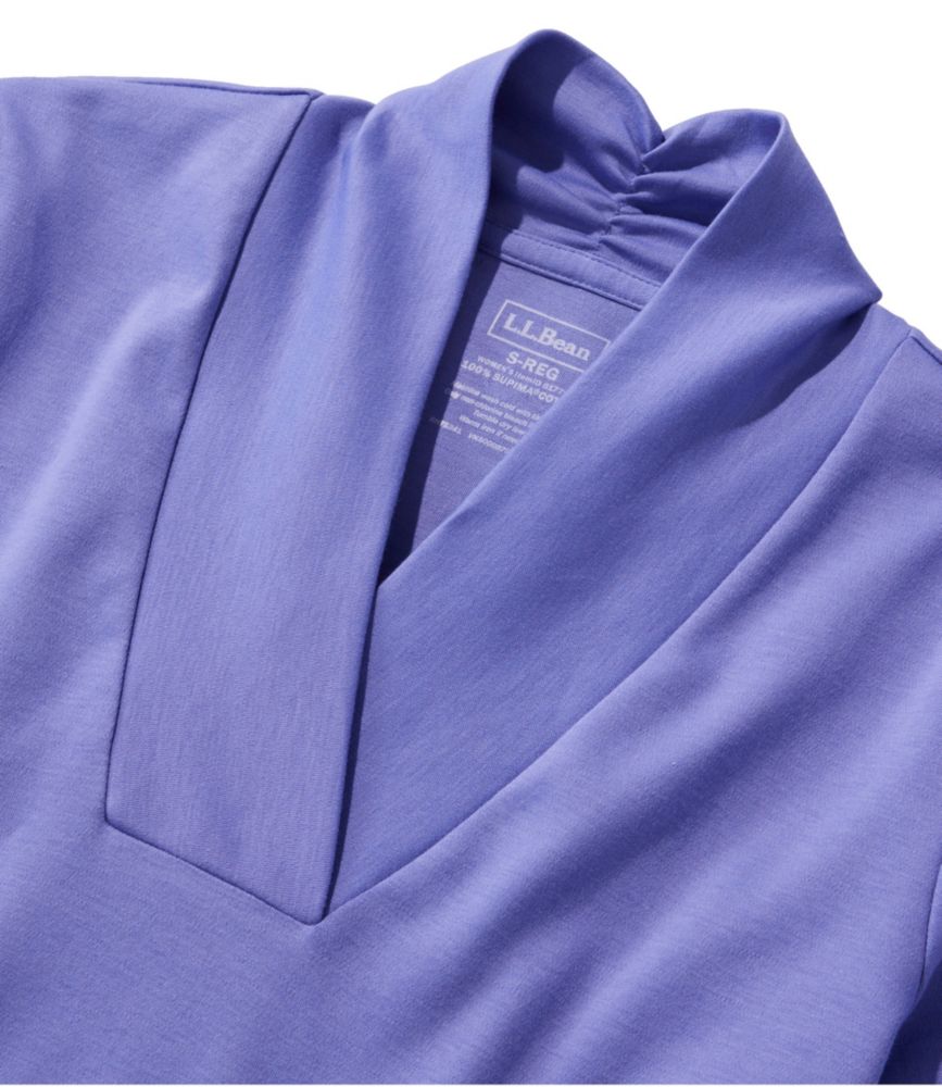 Women's Pima Cotton Tee, Shawl Long-Sleeve, Dark Twilight Blue, small image number 4