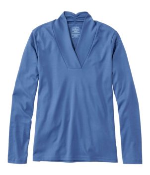 Women's Pima Cotton Tee, Shawl Long-Sleeve