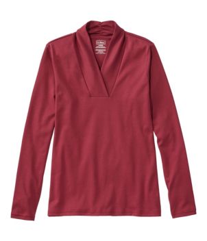 Women's Pima Cotton Tee, Shawl Long-Sleeve