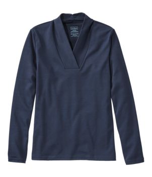 Women's Pima Cotton Tee, Shawl Long-Sleeve