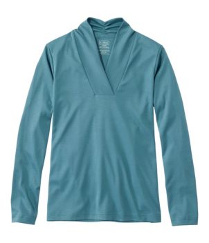 Women's Pima Cotton Tee, Shawl Long-Sleeve
