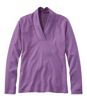 Women's Pima Cotton Tee, Shawl Long-Sleeve