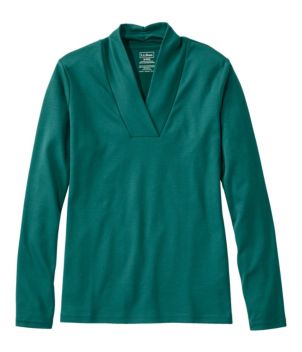 Women's Pima Cotton Tee, Shawl Long-Sleeve