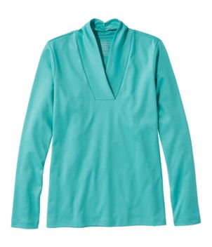 Women's Pima Cotton Tee, Shawl Long-Sleeve