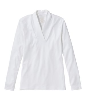 Women's Pima Cotton Tee, Shawl Long-Sleeve