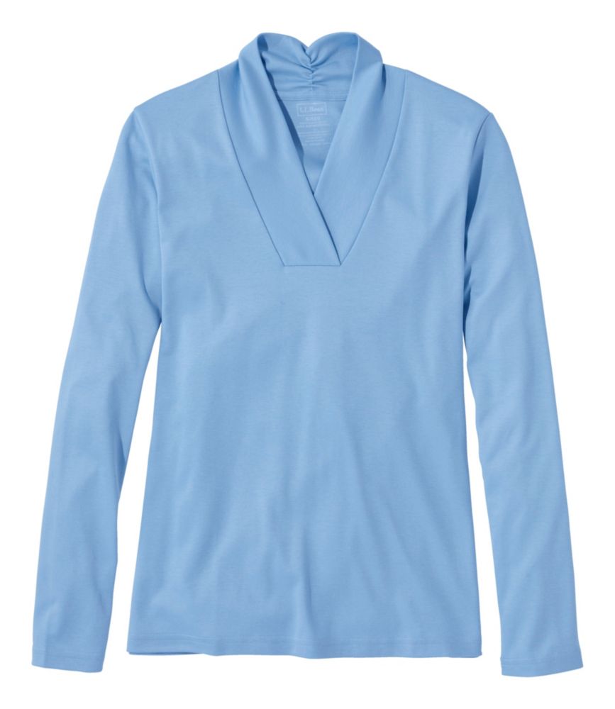 Women's Pima Cotton Tee, Shawl Long-Sleeve
