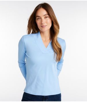 Women's Pima Cotton Tee, Shawl Long-Sleeve