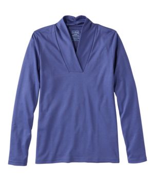 Women's Pima Cotton Tee, Shawl Long-Sleeve