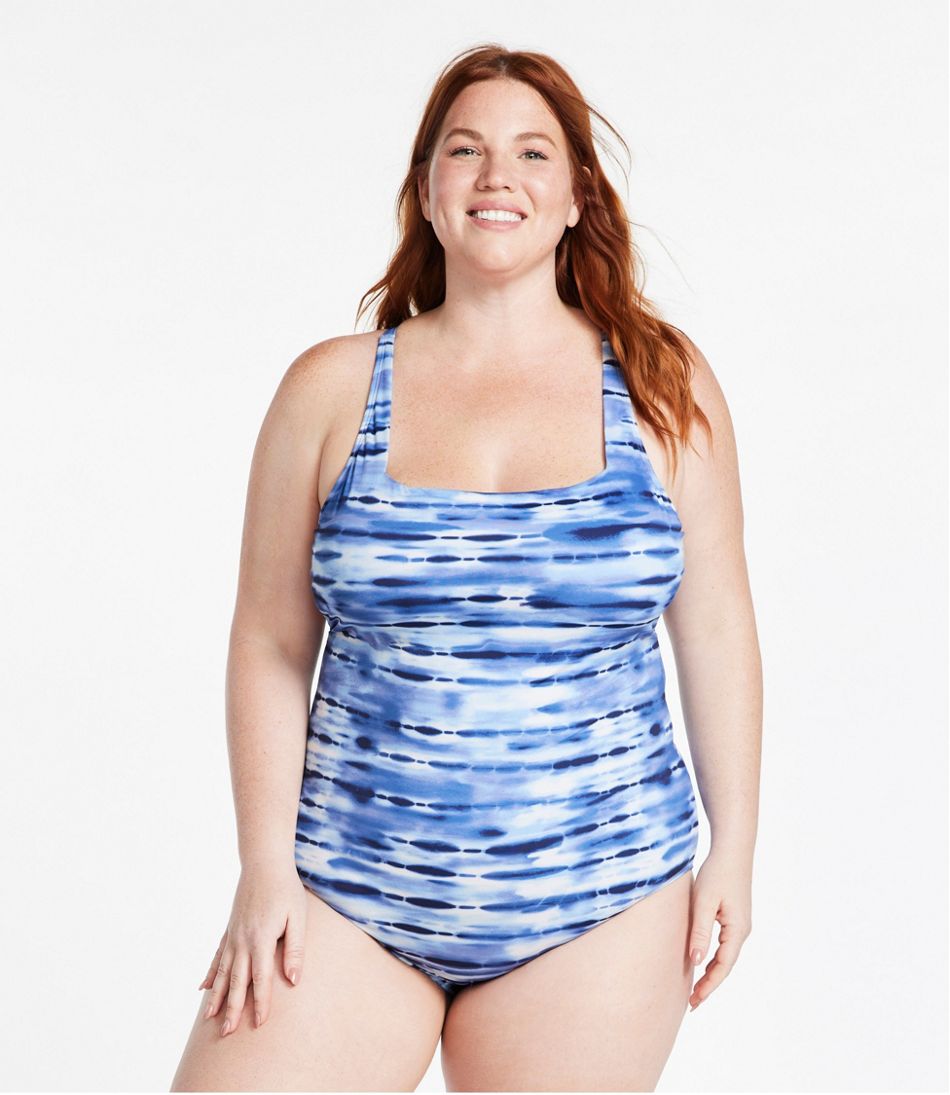 Women's New Currents Swimwear, Squareneck Tanksuit Print