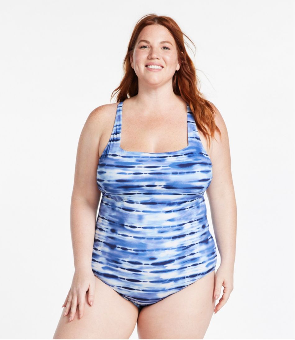 Women's New Currents Swimwear, Squareneck Tanksuit Print