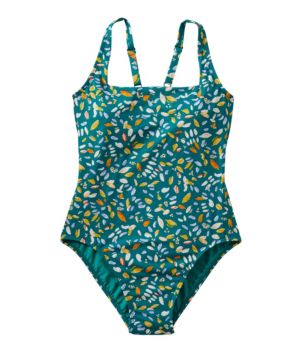 Women's New Currents Swimwear, Squareneck Tanksuit Print