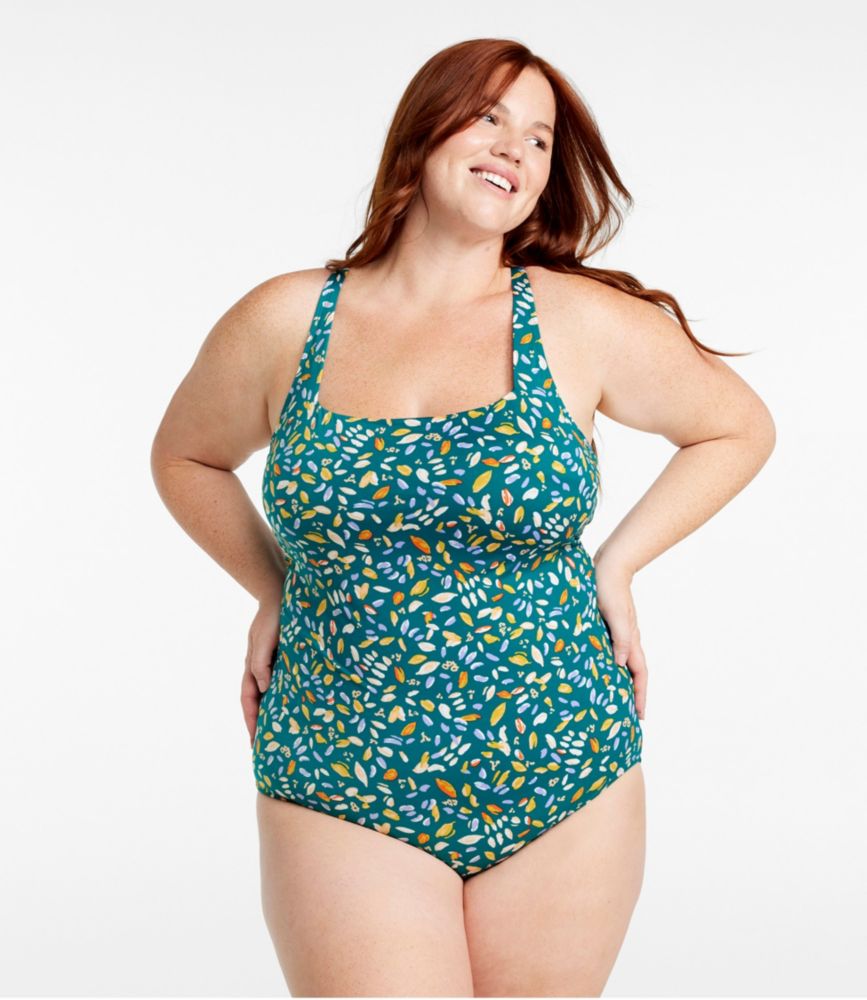 Women's New Currents Swimwear, Squareneck Tanksuit Print
