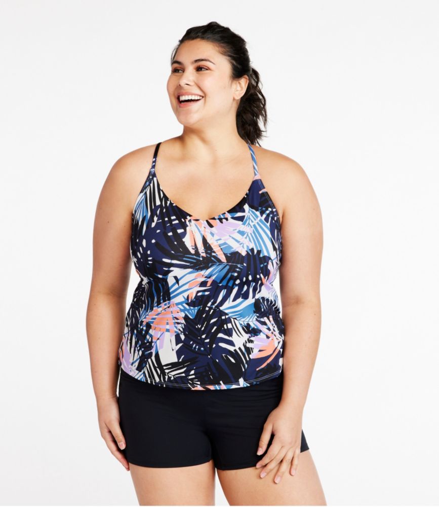 Women's New Currents Swimwear, V-Neck Tankini Top Print, Multi Palms, small image number 1