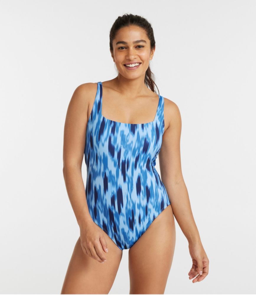 Women's New Currents Swimwear, Squareneck Tanksuit Print