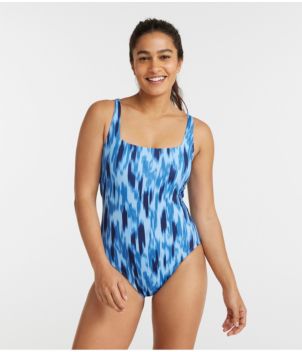 Women's New Currents Swimwear, Squareneck Tanksuit Print