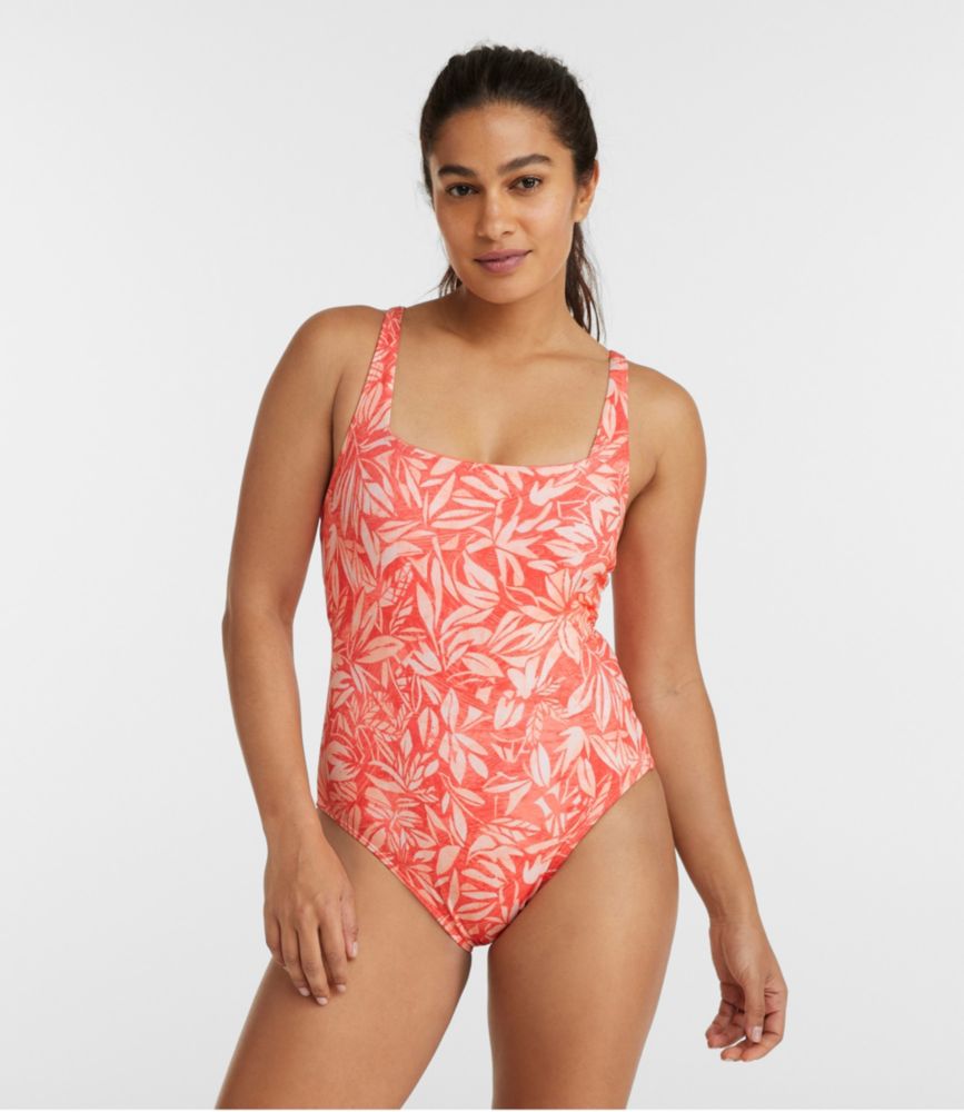 Women's New Currents Swimwear, Squareneck Tanksuit Print