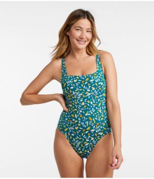 Women's New Currents Swimwear, Squareneck Tanksuit Print