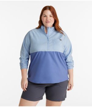 Women's Everyday SunSmart® Woven Shirt, Quarter-Zip Pullover Colorblock