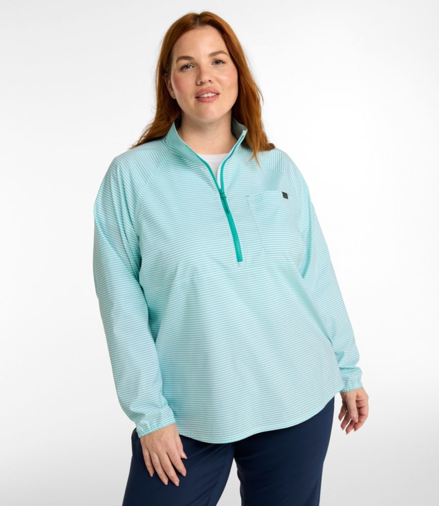 Women's Everyday SunSmart® Woven Shirt, Quarter-Zip Pullover Colorblock