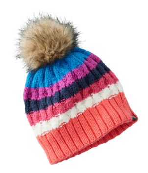 Kids' Cozy Striped Cable Pom Hat