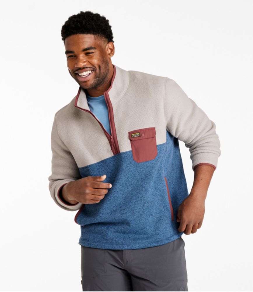Men's L.L.Bean Sweater Fleece Sherpa Hybrid Pullover, Rustic Copper/Eucalyptus, small image number 4