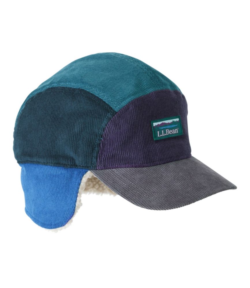 Kids' L.L.Bean Corduroy Trapper Hat, Blue/Green Colorblock, small image number 1