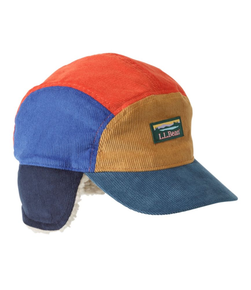 Kids' L.L.Bean Corduroy Trapper Hat, Peak Orange Colorblock, small image number 1