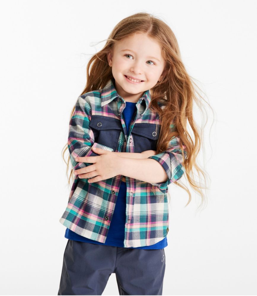 Toddlers' BeanFlex All-Season Flannel Shirt, Peak Orange/Carbon Navy, small image number 2