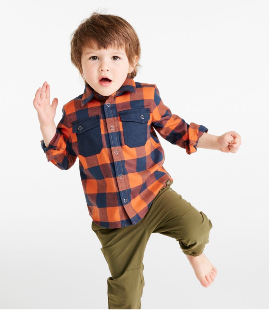 Toddlers' BeanFlex All-Season Flannel Shirt, Peak Orange/Carbon Navy, small image number 3